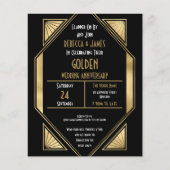 Budget Art Deco Golden Wedding Jubiläum Einladung (Vorderseite)