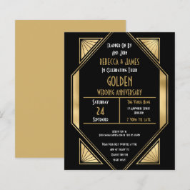 Budget Art Deco Golden Wedding Jubiläum Einladung