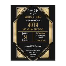 Budget Art Deco Ruby 40 Jahre Einladung