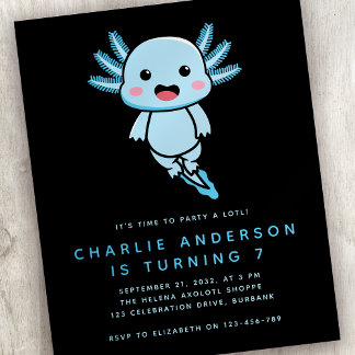Budget Axolotl Kid's Geburtstagsparty Einladung