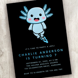 Budget Axolotl Kid's Geburtstagsparty Einladung