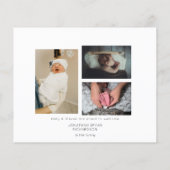 Budget B&W Blue Welcome Foto Baby Ankündigung (Rückseite)