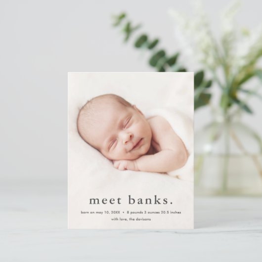 Budget Baby 3 Foto Geburtsankündigung (Stehend Vorderseite)