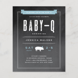 Budget Baby BBQ Blaues Co-ed Baby Shower Einladung