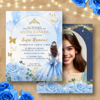 Budget Baby Blaues Prinzessinnen-Kleid Quinceañera
