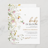 Budget Baby Bloom Wildblumen Rustikale Einladung (Vorne/Hinten)