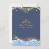 Budget Baby Blue Dress Princess Quinceañera Mitteilungskarte (Rückseite)