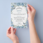 Budget Baby Blue Floral Sweet 16 Quinceñera Menü (Handgriff)
