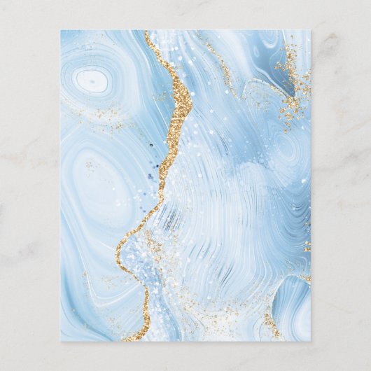 Budget Baby Blue Gold Agate Einladung (Rückseite)