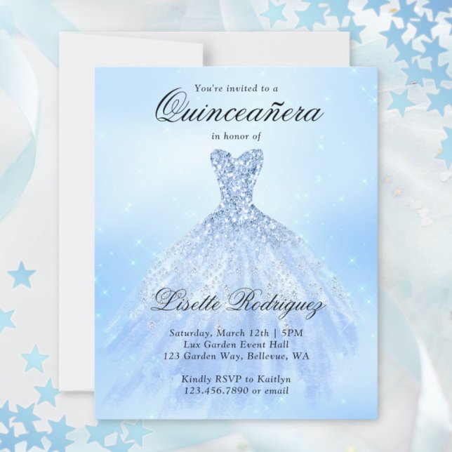 Budget Baby Blue Quinceanera Einladung (Von Creator hochgeladen)
