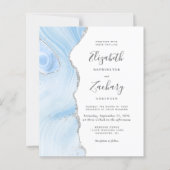 Budget Baby Blue Silver Agate QR Code Hochzeit (Vorderseite)