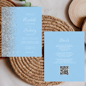Budget Baby Blue Silver Glitzer QR Code Hochzeit