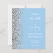 Budget Baby Blue Silver Glitzer QR Code Hochzeit (Vorderseite)