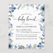Budget Baby Blue Wildblume Baby Brunch Einladung (Vorderseite)