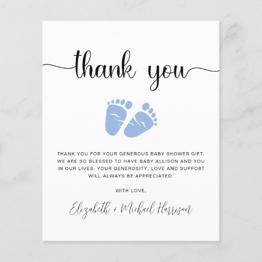 Budget Baby Boy Dusche Danke Karte (Vorderseite)