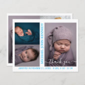 Budget Baby Boy Foto Collage Geburtsankündigung (Vorne/Hinten)