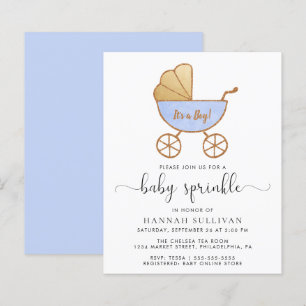 Budget Baby Boy Sprinkle Blue Carriage Einladung