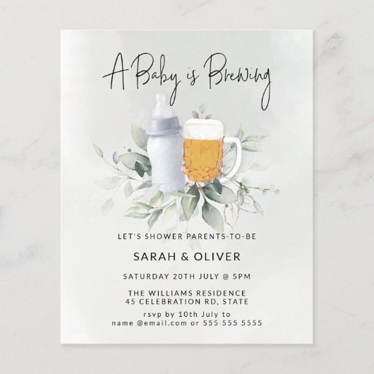 Budget Baby Brewing Greenery Baby Shower (Vorderseite)