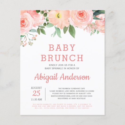 Budget Baby Brunch Wasserfarbe Blumenladen Flyer (Vorne)