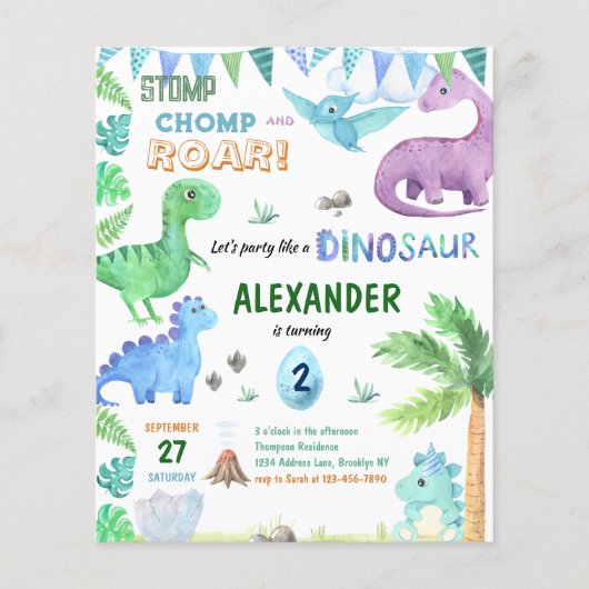 BUDGET Baby Dino Dinosaurier Jungle Blue Geburtsta (Vorderseite)