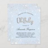 Budget Baby Dusche Baby Blue Junge Silber Glitzer (Vorne/Hinten)