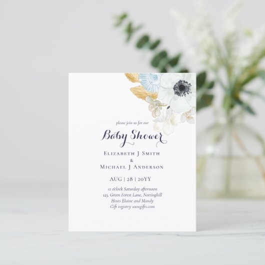 BUDGET Baby Dusche Blue Anemone (Stehend Vorderseite)