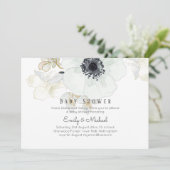 BUDGET Baby Dusche Blue Anemone Einladung (Stehend Vorderseite)