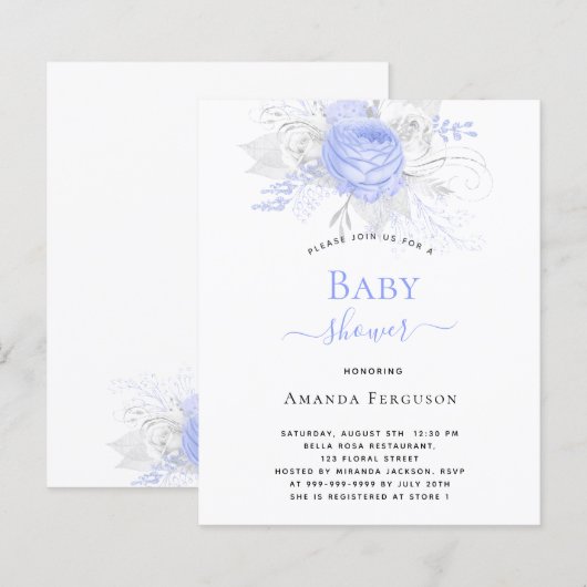 Budget Baby Dusche blühender weißer Junge (Vorne/Hinten)