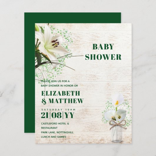 BUDGET Baby Dusche Cala Lillie Rustic Chic Shabby (Vorne/Hinten)