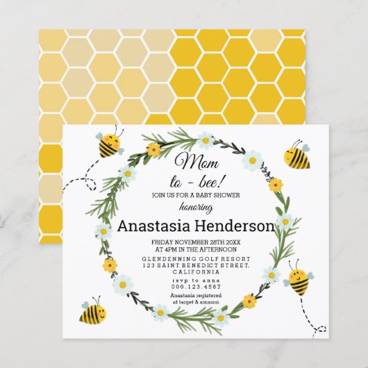 Budget Baby Dusche Einladung. (Vorne/Hinten)