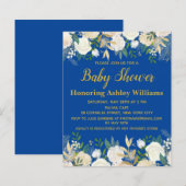 Budget Baby Dusche Einladung Royal Blue Boy Gold (Vorne/Hinten)