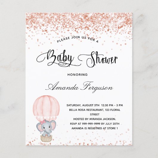 Budget Baby Dusche Elefantenmädchen rot weiß (Vorderseite)