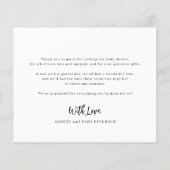 Budget Baby Dusche elegantes Foto Dank Karte (Hinten)