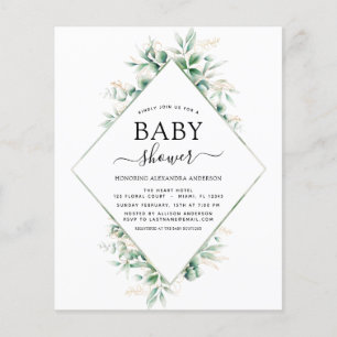 Budget Baby Dusche Eukalyptus Botanical Geometric Flyer