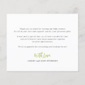 Budget Baby Dusche Foto Dank Karte (Hinten)