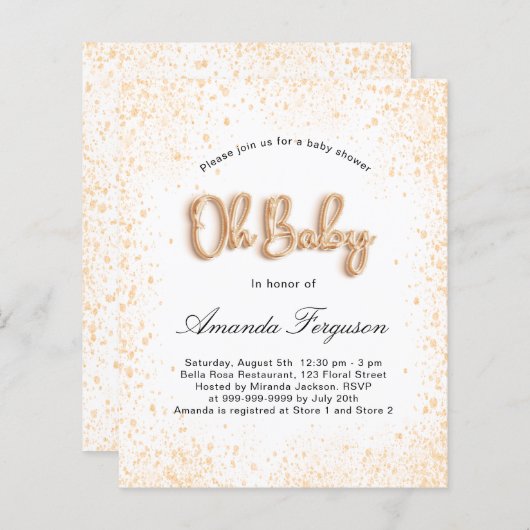 Budget Baby Dusche Glitzer Junge (Vorne/Hinten)