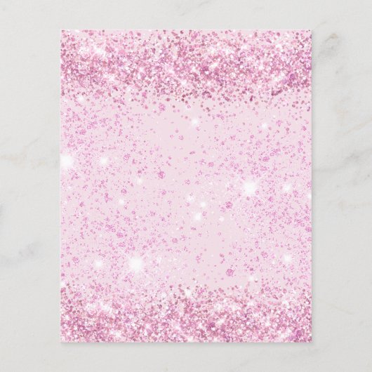 Budget Baby Dusche Mädchen pink Glitzer Einladung (Rückseite)