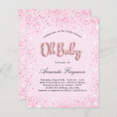 Budget Baby Dusche Mädchen rot Rosa Glitzer (Vorne/Hinten)