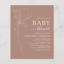 Budget Baby Dusche Minimalistisch Botanische Blüte Flyer