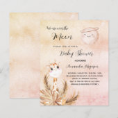 Budget Baby Dusche Mond Pampas Giraffe Einladung (Vorne/Hinten)