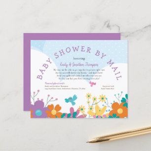 Budget Baby Dusche per Mail Florals Vögel Einladun