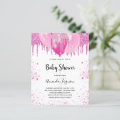 Budget Baby Dusche Rosa Glitzer Einladung (Stehend Vorderseite)