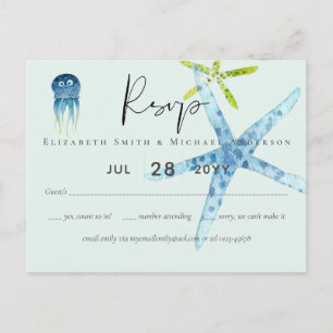 BUDGET Baby Dusche Sea Life Krake Starfish Postkarte