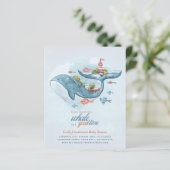 BUDGET Baby Dusche Sea Life Whale Boys Blue Einlad (Stehend Vorderseite)