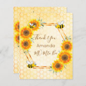 BUDGET Baby Dusche Sonnenblumen Biene Danke Karte (Vorne/Hinten)