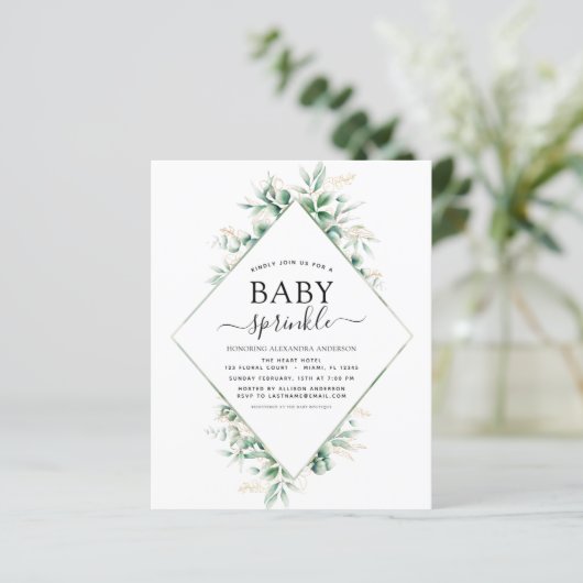 Budget Baby Dusche Sprinkle Eucalyptus Geometric (Stehend Vorderseite)
