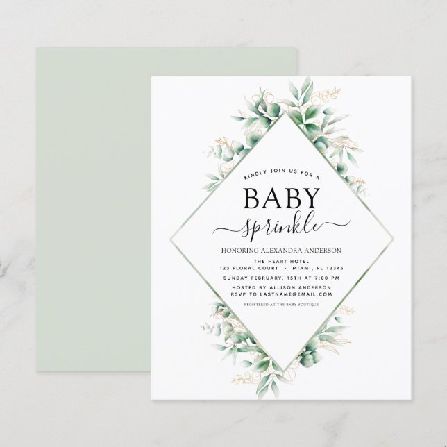 Budget Baby Dusche Sprinkle Eucalyptus Geometric (Vorne/Hinten)