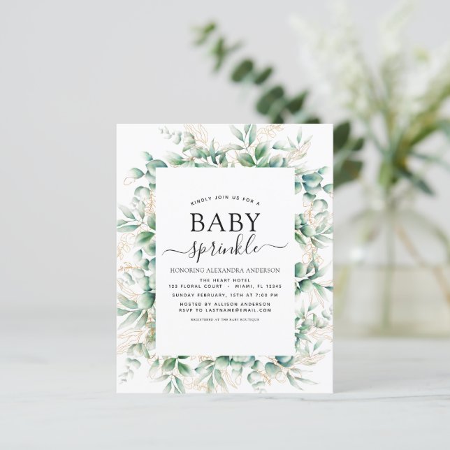 Budget Baby Dusche Sprinkle Eucalyptus Geometric (Stehend Vorderseite)