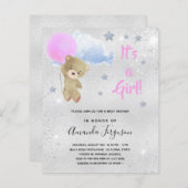 Budget Baby Dusche Teddy Bär Mädchen pink Silber (Vorne/Hinten)