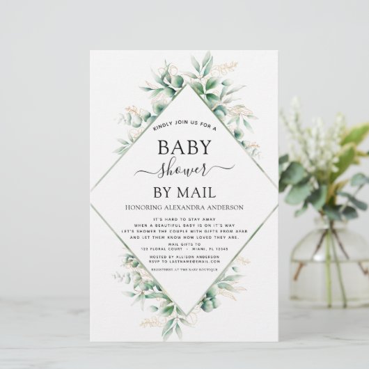 Budget Baby Dusche von Mail Eucalyptus Geometric (Stehend Vorderseite)